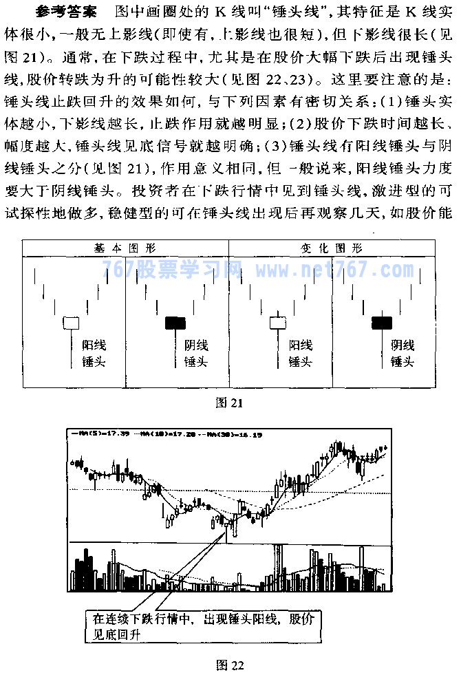 锤头线与吊颈线 k线图解发现练大全