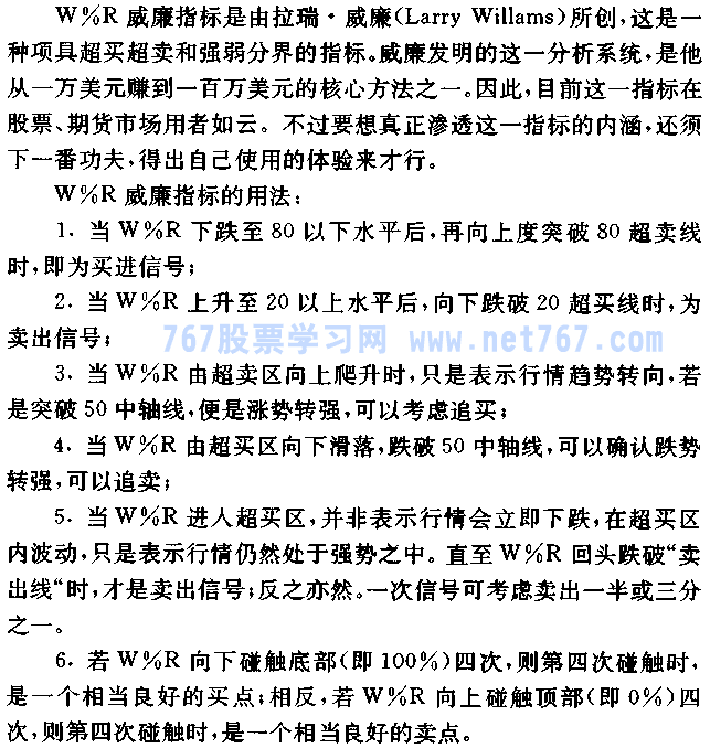 威廉指标 W%R 股票技术分析指标