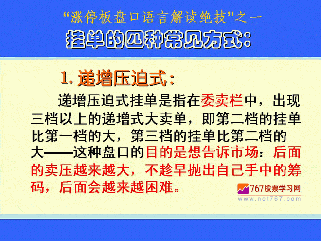 压迫式挂单 涨停板盘口语言解读绝技