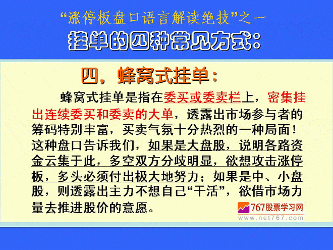 蜂窝式挂单 涨停板盘口语言解读绝技