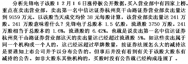 先锋电子庄家分仓案例 股票实战分析图解